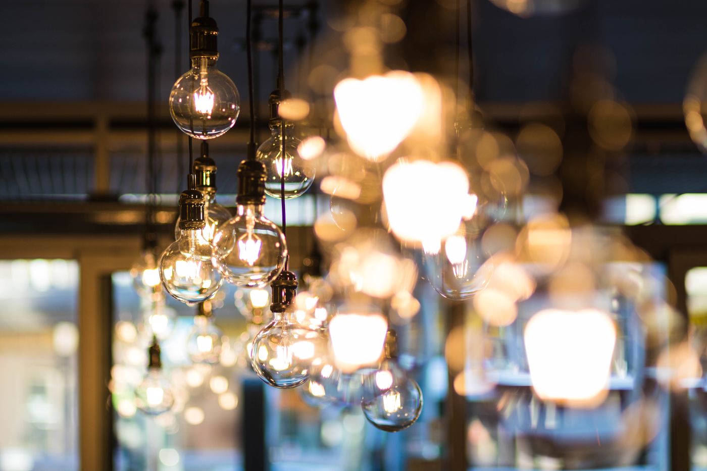 Warm glowing hanging lights