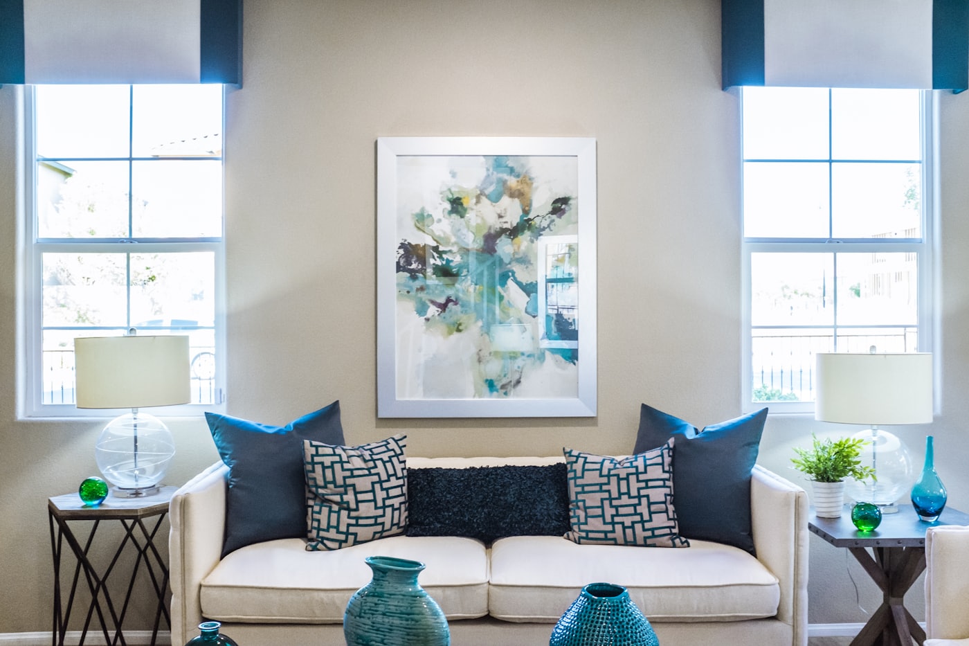 Staged living room interior