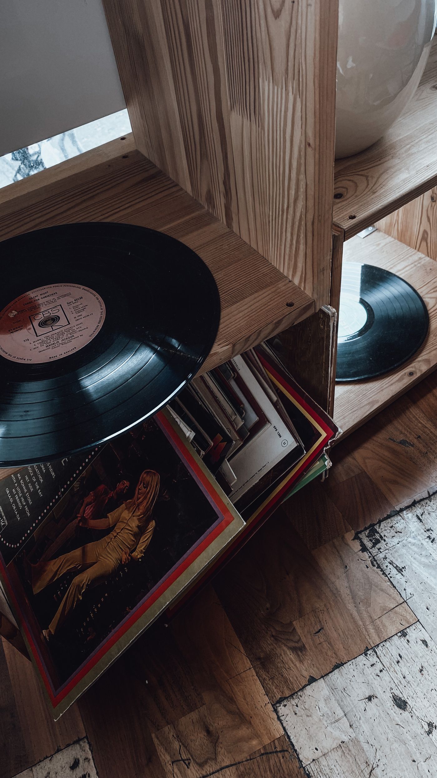 Stacks and crates of vinyl records