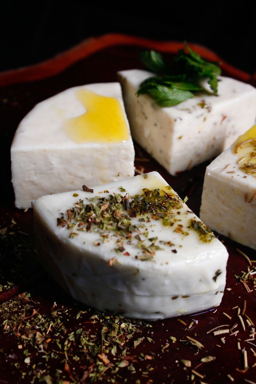 Italian cheese cut into wedges