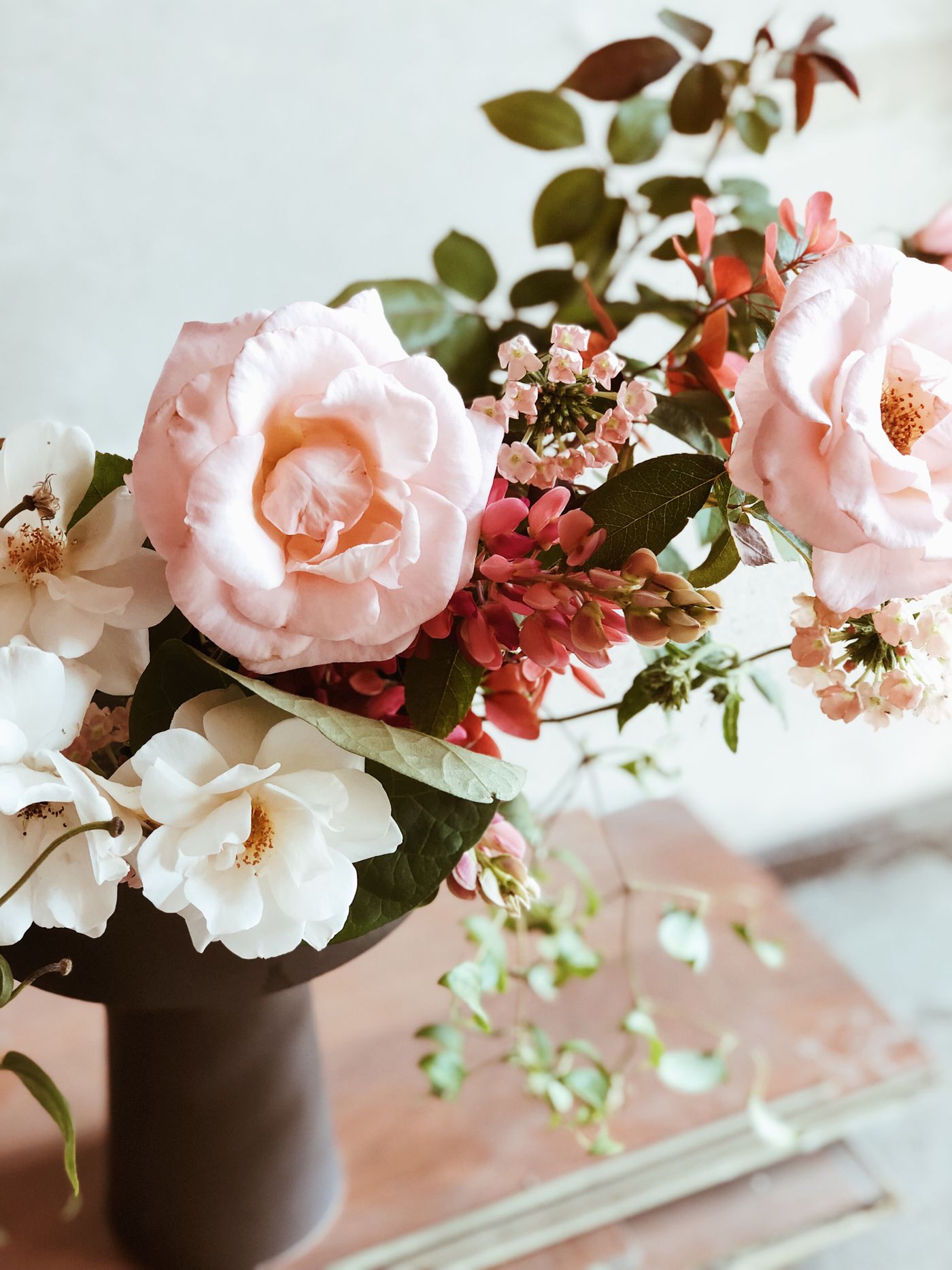Blush rose wedding arrangement
