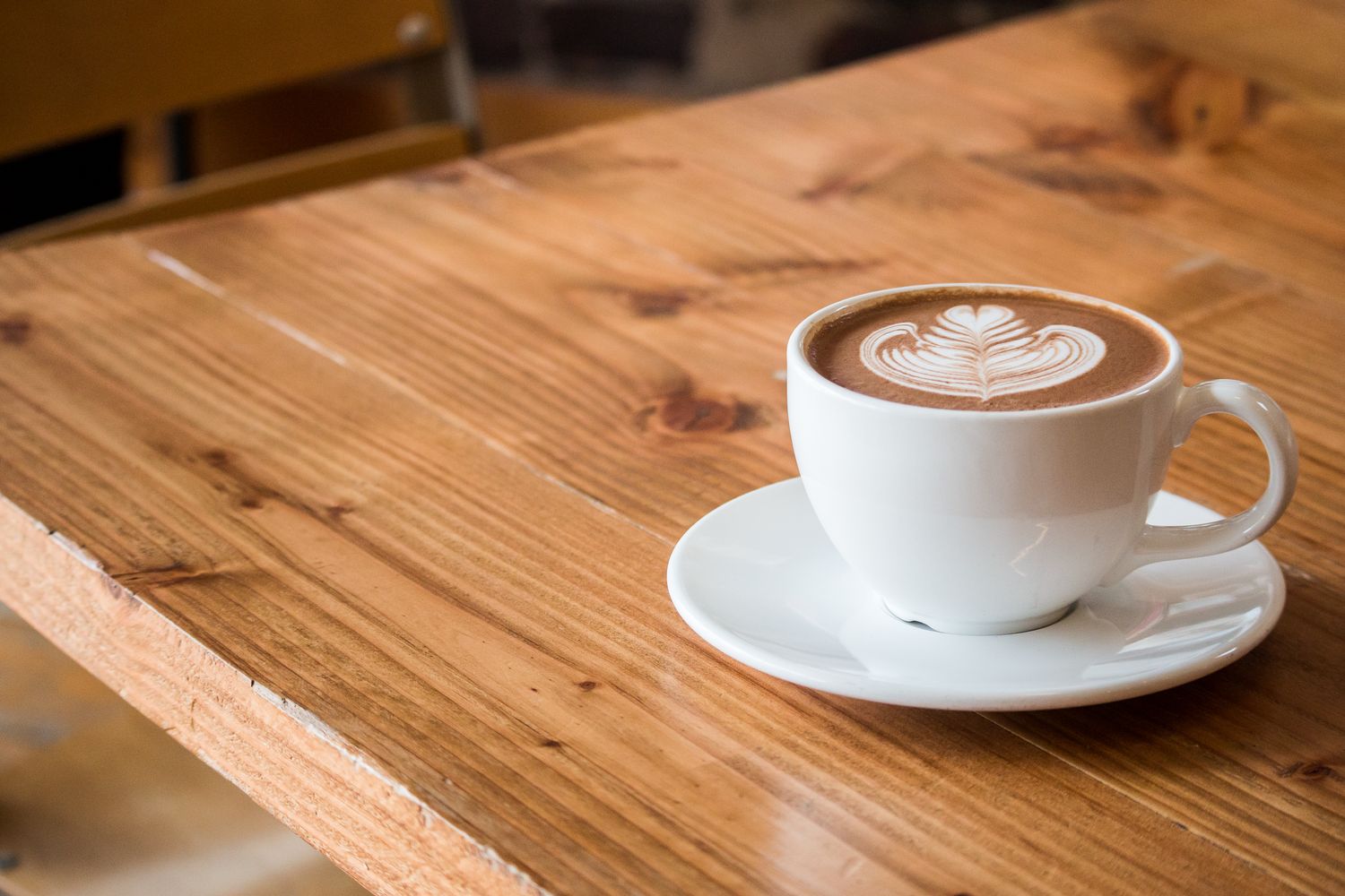 Cappuccino on a wood table
