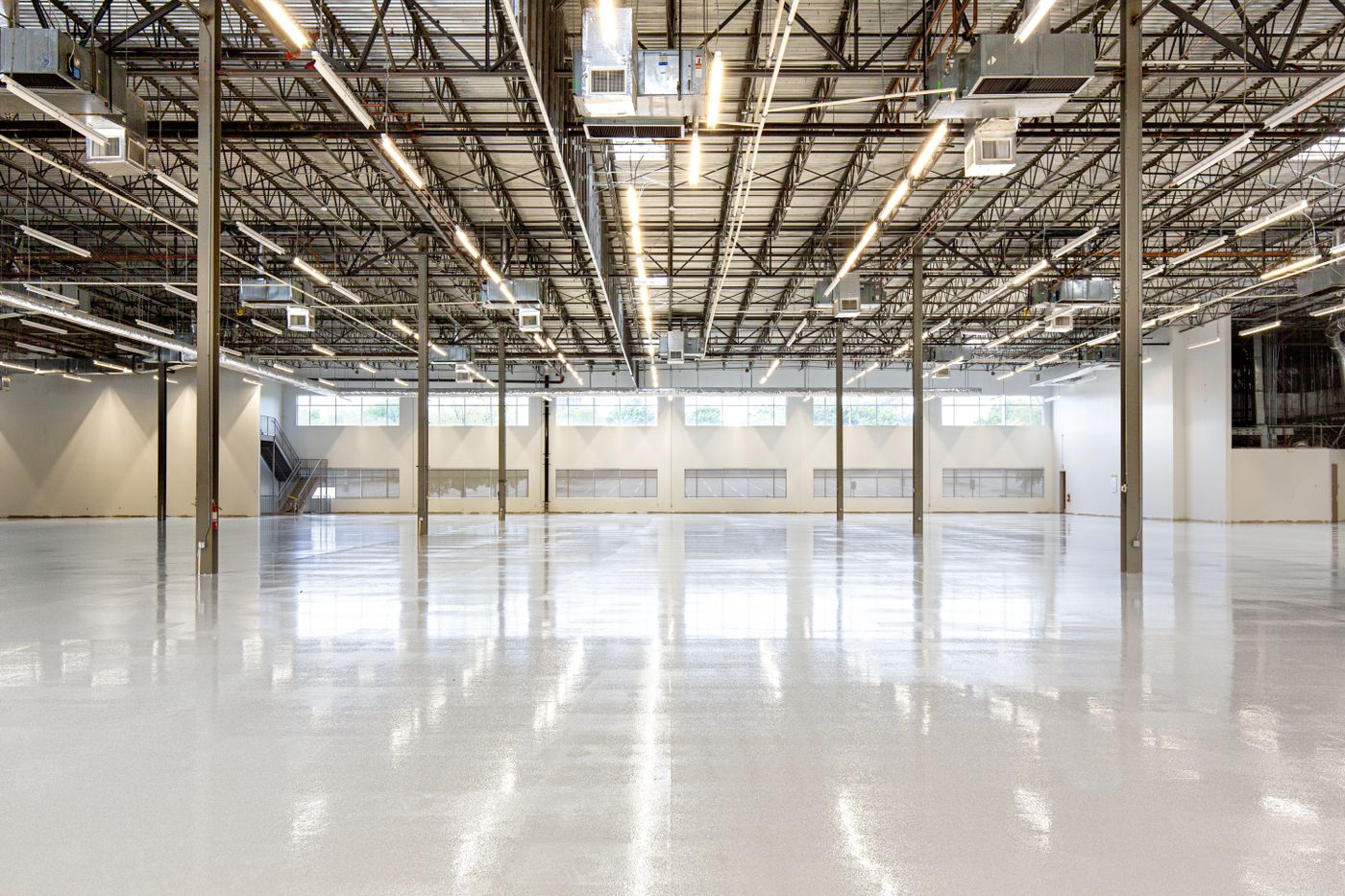 Large coated warehouse floor