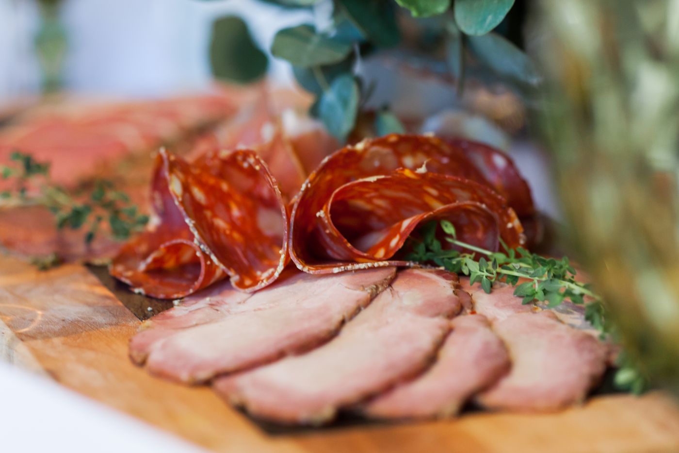 Sliced house Kolbassa and cured meats