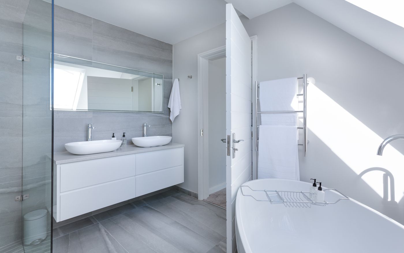 A finished bathroom with new fixtures and running water