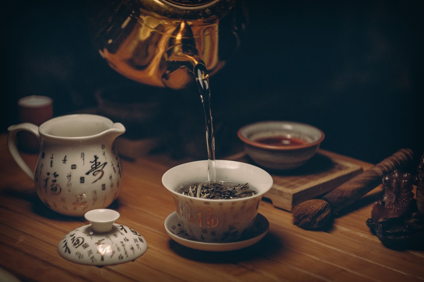 Tea poured from a Japanese teapot