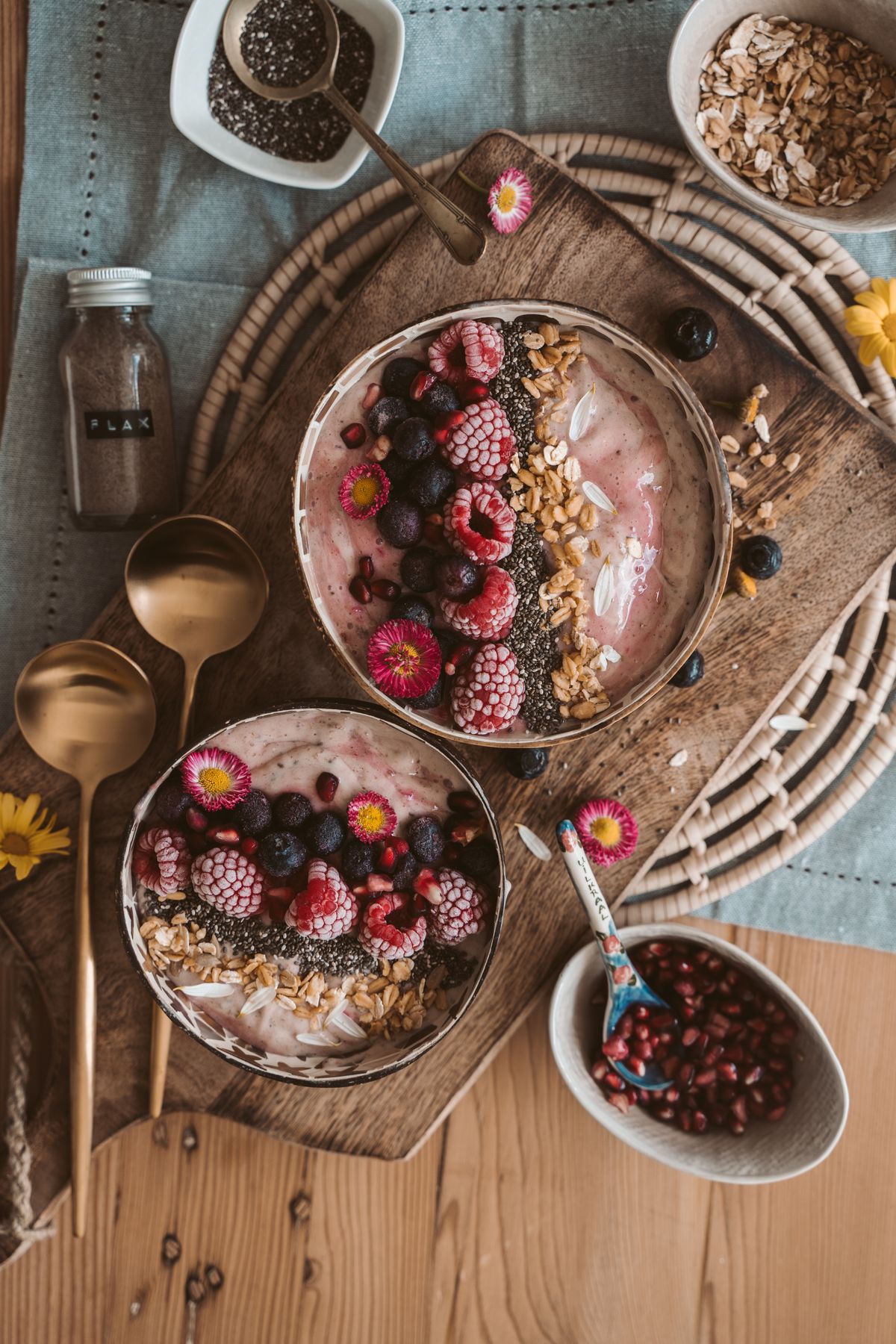 Bowls of berry desserts