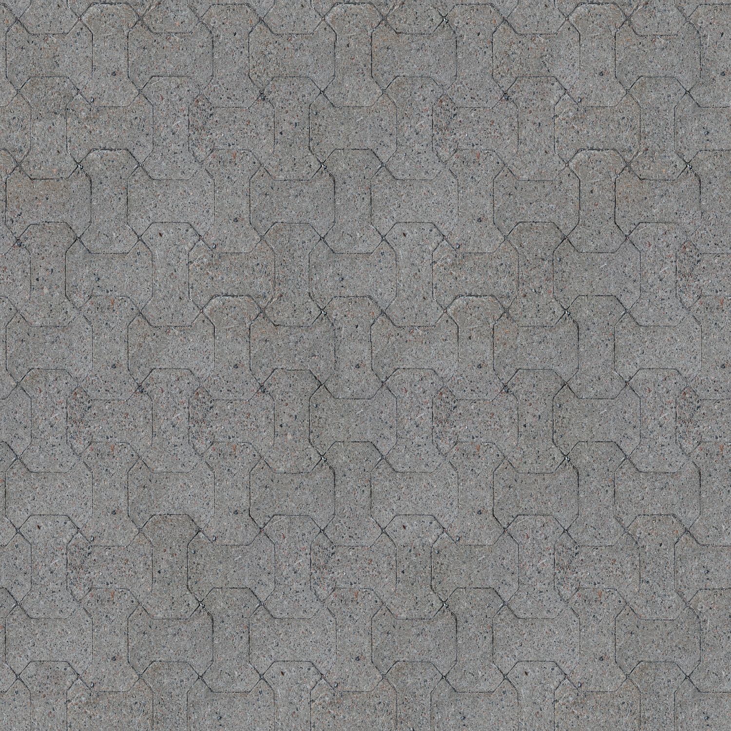 Close detail of grey interlocking pavers