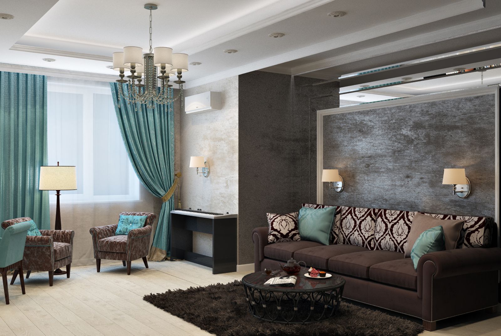 Open-plan renovated living and kitchen
