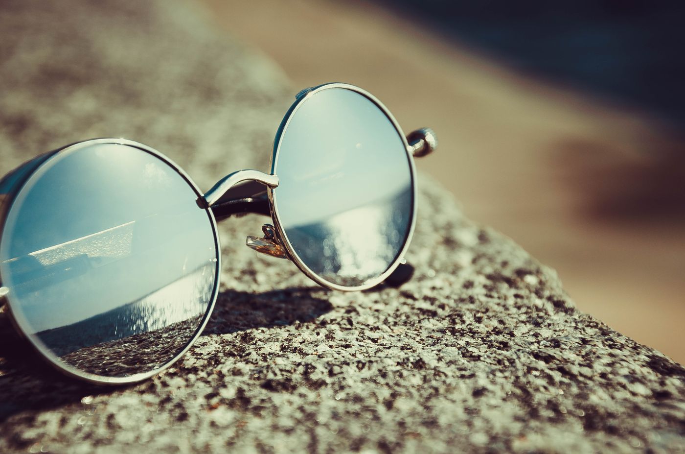 Sunglasses in warm light